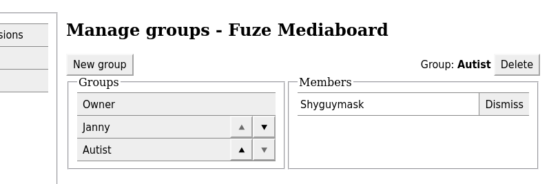 Manage Groups tab